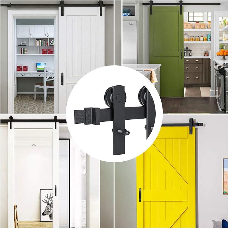 Signstek 吊り引き戸レール バーンドア金具 6FT/1.83m 引戸レール 室内