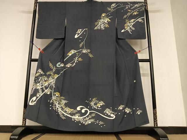 平和屋着物●本加賀友禅作家　松島由美　訪問着　梅松文　藤花房　暈し染め　やまと金ラベル　正絹　逸品　AAAU8462zg 平和屋着物○本加賀友禅作家 松島由美 訪問着 梅松文 藤花房 暈し染め