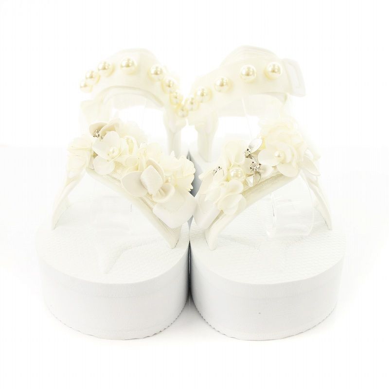 チェスティ Chesty パールフラワースポーツサンダル S 白 21F004 /MM  