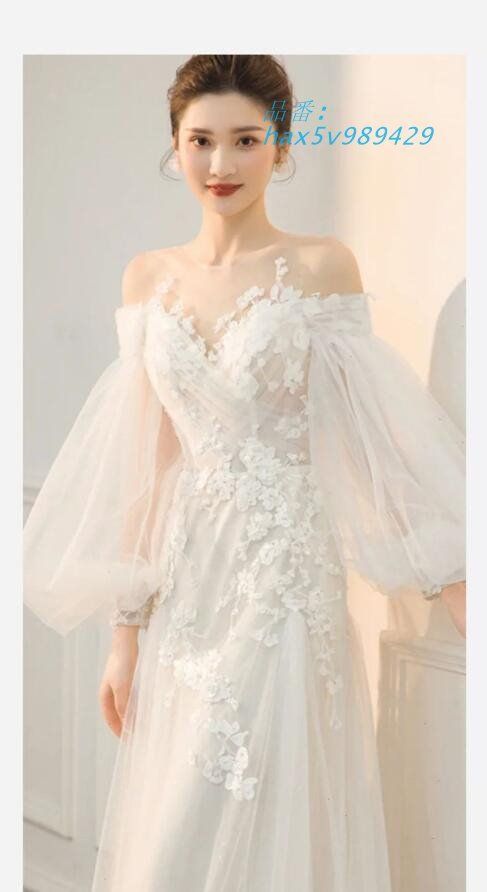 ウェディングドレス 花嫁 ドレス 編み上げタイプ 背開き 姫系ドレス 挙式 旅行撮影ドレス プリンセスライン ウエディング 結婚式ドレス hax5v989429