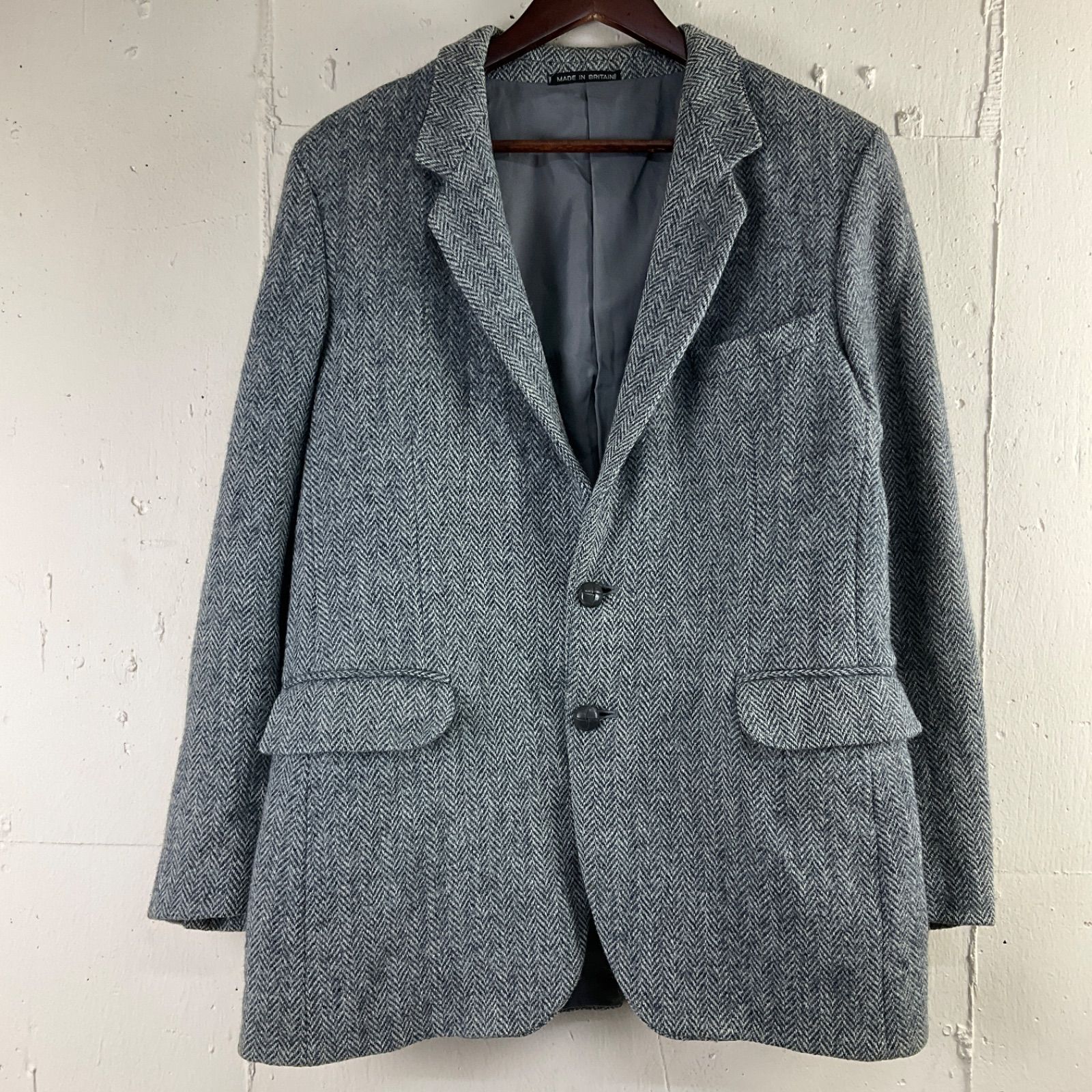 英国製 HARRIS TWEED ハリスツイード ウール テーラードジャケット 古着 グレー イギリス製 グレー ブリテン ブリティッシュ  【f231113030】 - メルカリ