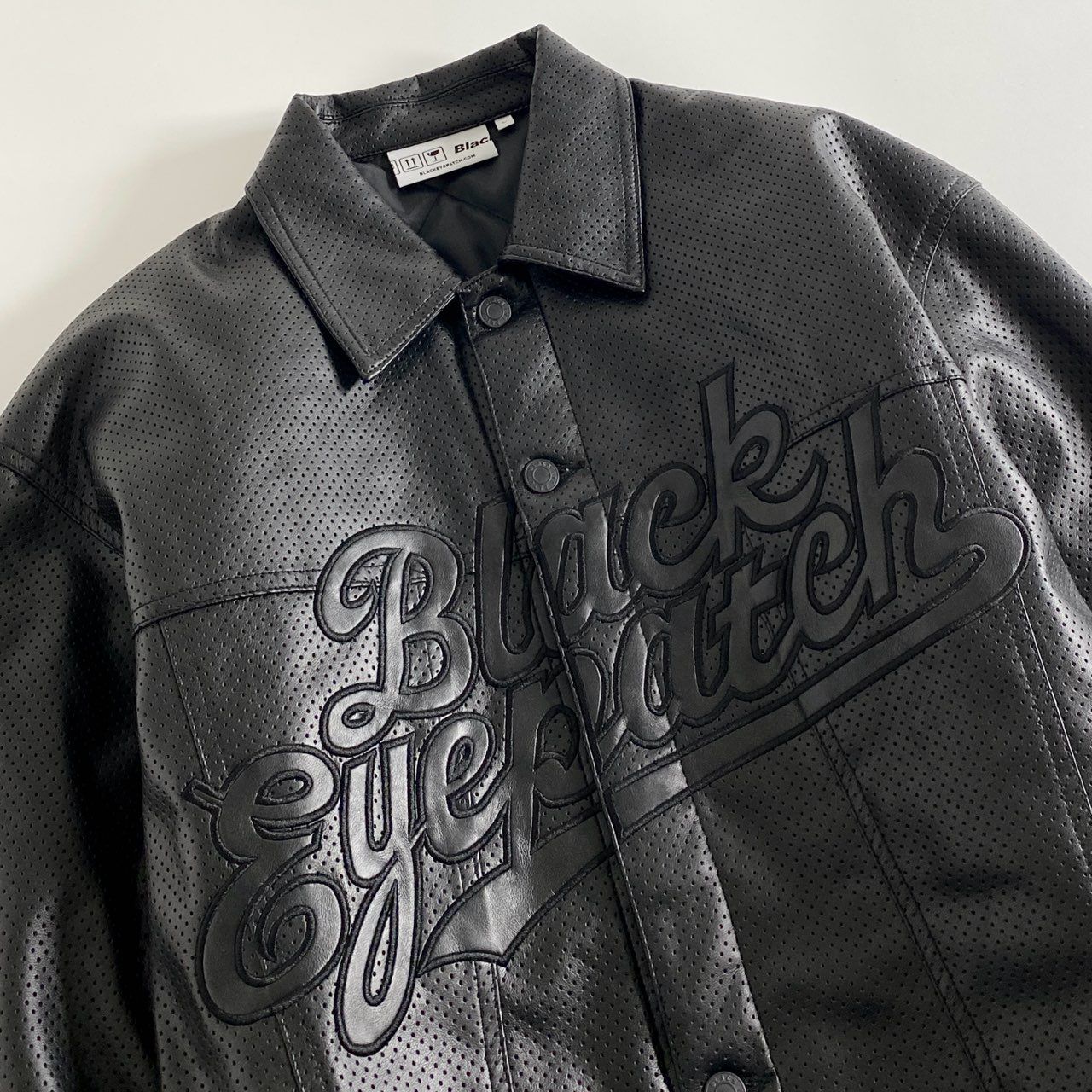 8d13 BlackEyePatch ブラックアイパッチ 22AW SCRIPT FAUX LEATHER JACKET  スクリプト フェイクレザージャケット Lサイズ ブラック