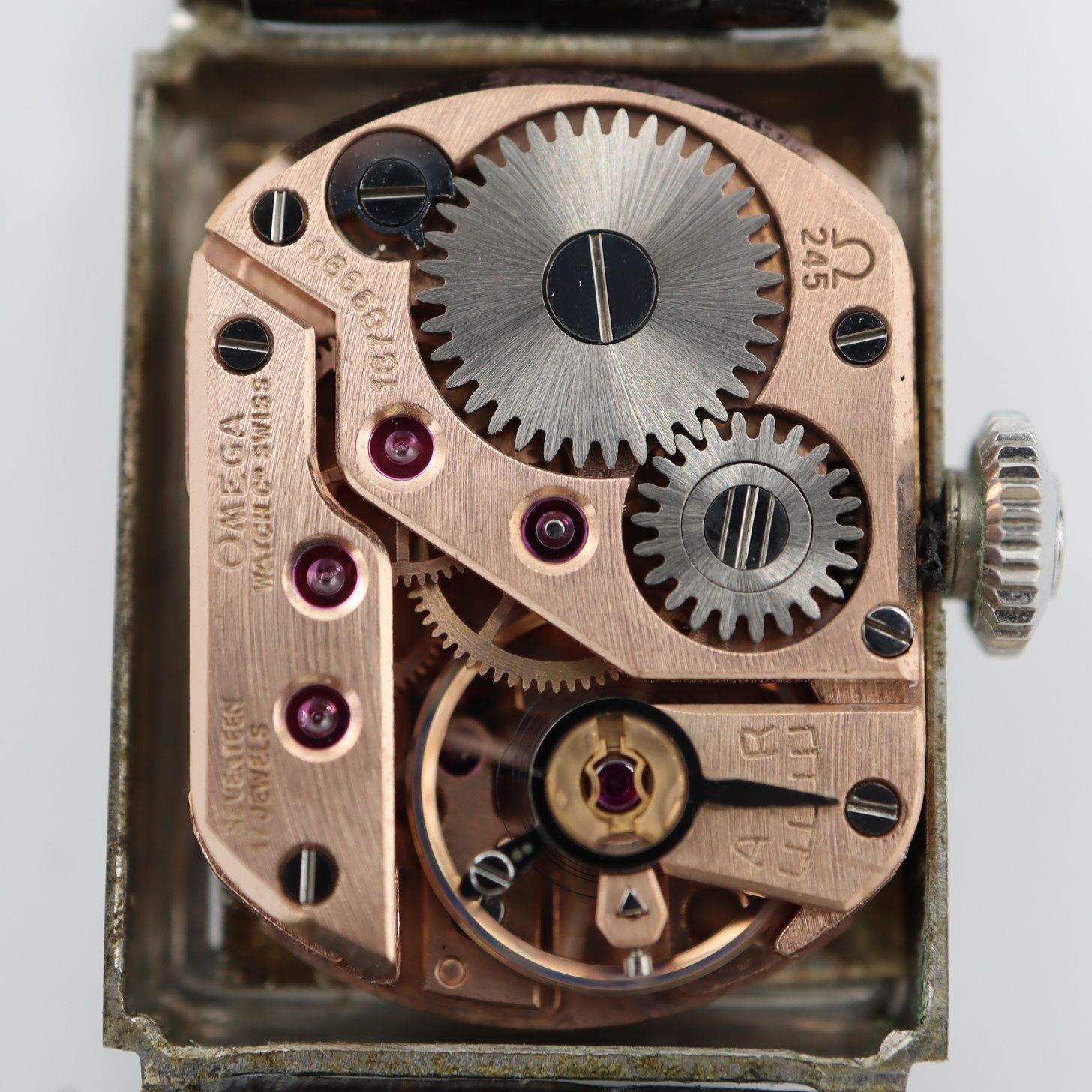 1円～☆OMEGA 10853-61 Cal.245 純正尾錠 ベルト スクエア 手巻き 