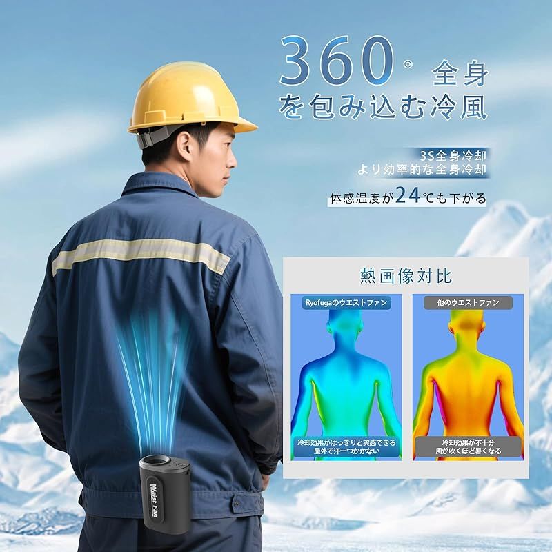 Amazon | ATOPSUN 腰掛け扇風機 ベルトファン ハンディファン 首