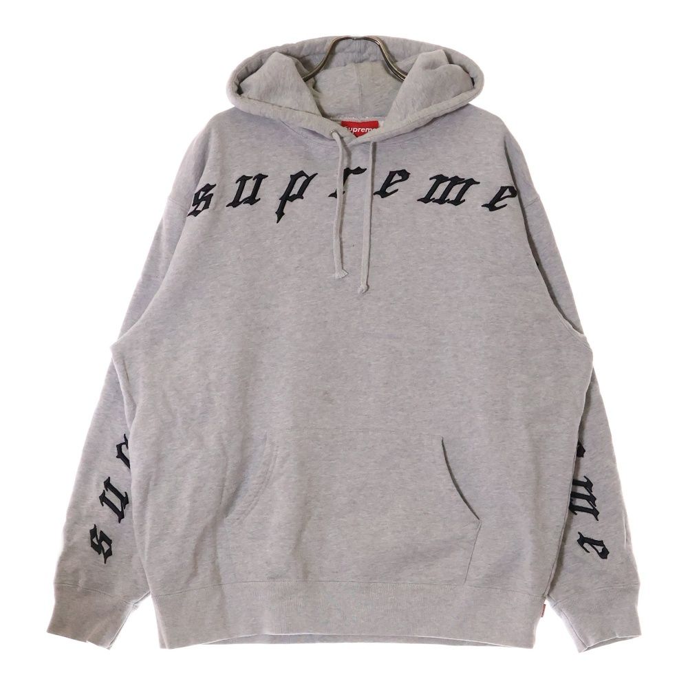SUPREME シュプリーム 21AW Raised Embroidery Hooded Sweatshirt レイズド ロゴ刺繍 スウェット プルオーバーパーカー グレー SUPREME (シュプリーム) 21AW Raised Embroidery Hooded Sweatshirt