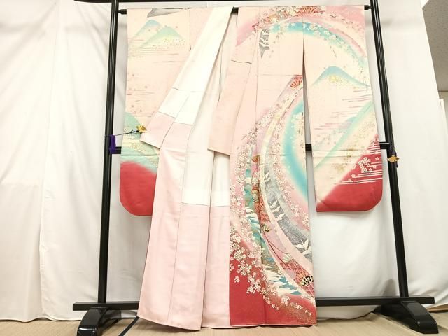 振袖 刺繍 金彩 紋意匠 洋花 暈し染 正絹 S135 振袖 刺繍 金彩 紋意匠 洋花 暈し染 正絹 S135