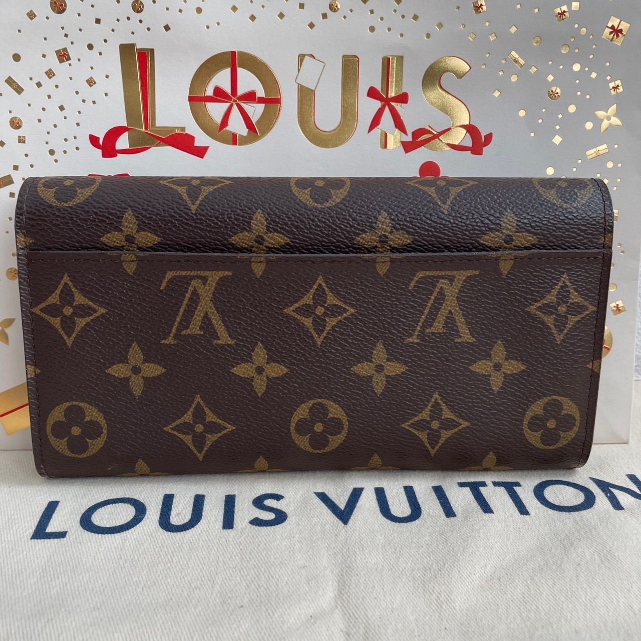 LOUIS VUITTON 定番人気！ダミエ エベヌ 三つ折り長財布 内外美品