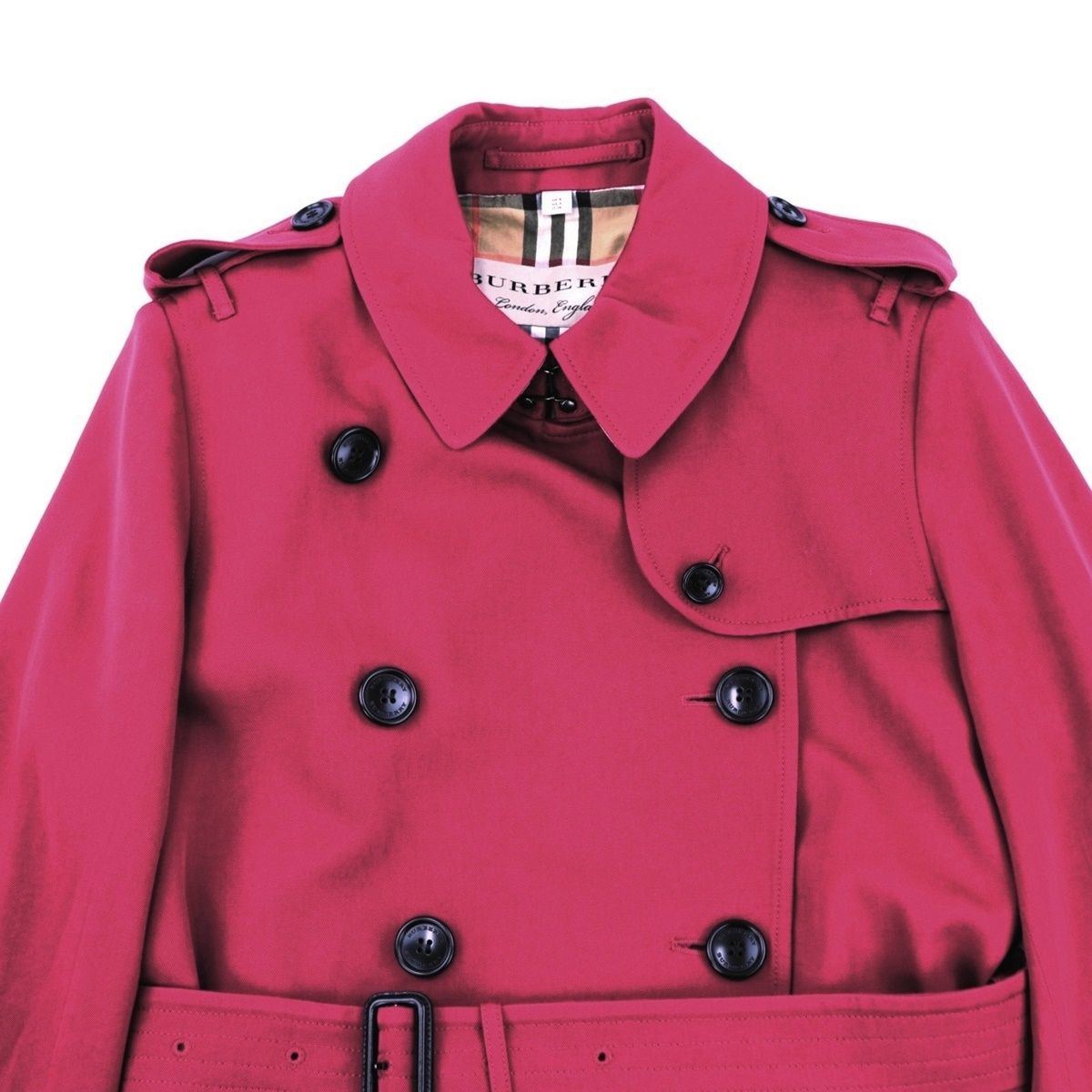 Burberry バーガンディ ウールトレンチコート 美品 バーバリー ウール トレンチコート レディース 赤 38