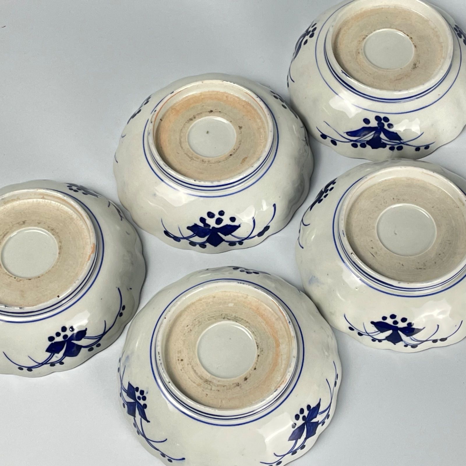 骨董 伊万里 変形皿 ひし形 錦出 色絵 向付 陶器 アンティーク 5枚