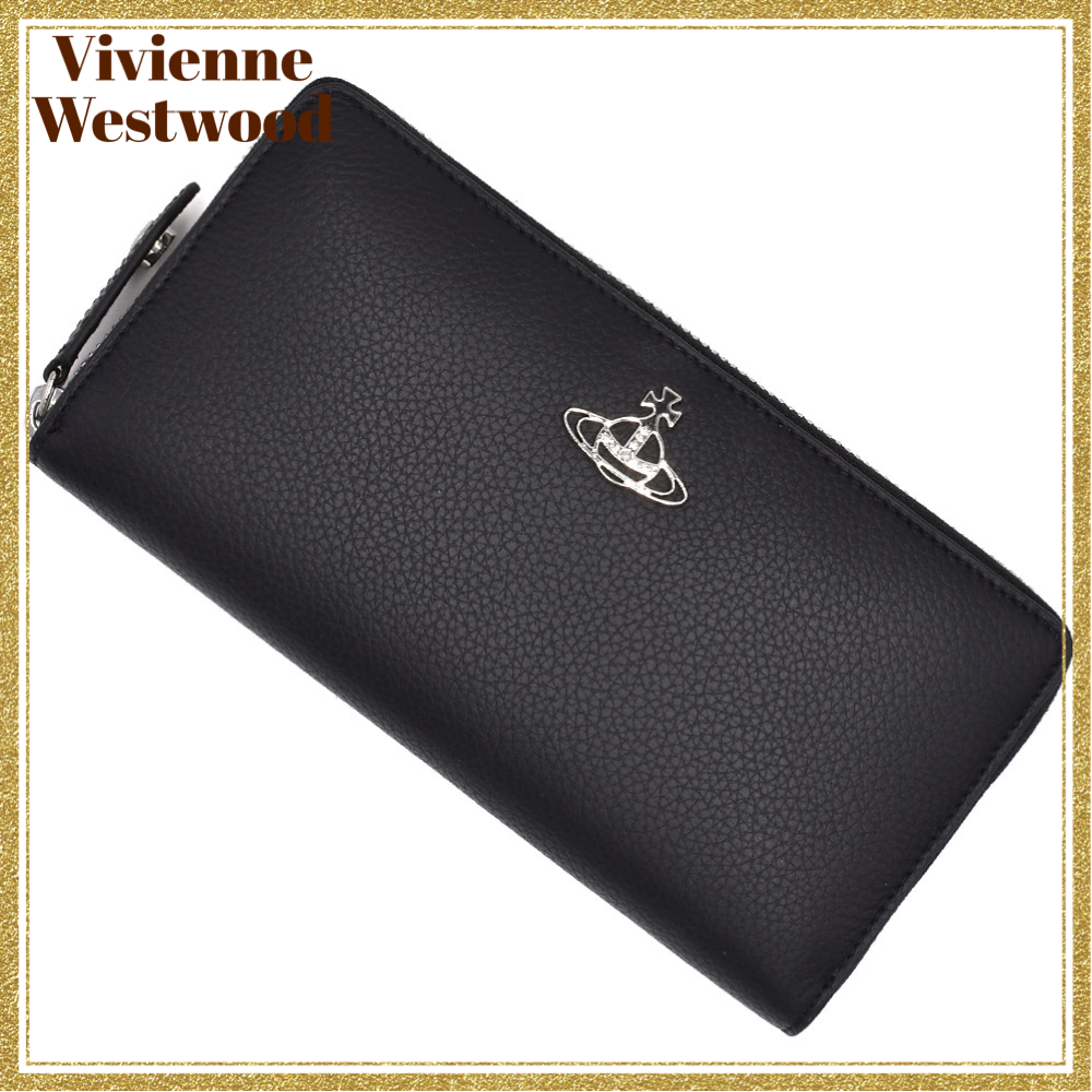 Vivienne Westwood ヴィヴィアン ウエストウッド 51050022-L001J-N401 長財布 GRAIN LEATHER ZIP  ROUND WALLET レディース ブラック
