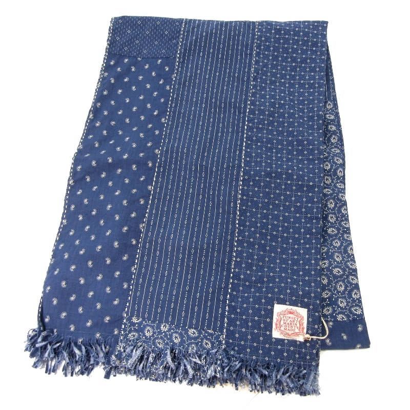 ♥ FUNSET OF ART ファンセットオブアート ストール SS2025FAG-154 小紋柄パッチワーク 刺し子 日本製 ネイビー 28011111