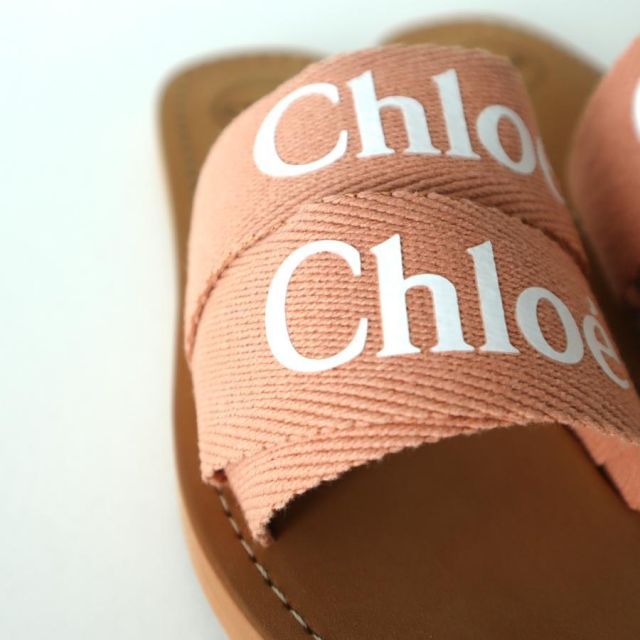 Chloe クロエ WOODY サンダル フラットサンダル ロゴ 38 新