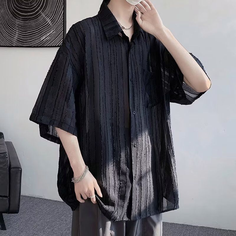 メンズ半袖シャツトップスおしゃれ夏 シャツ メンズ 半袖 トップス ひんやり 開襟シャツ 夏服 半袖