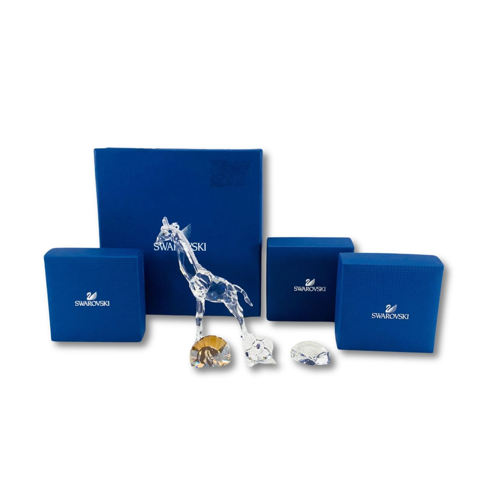＊破損あり＊SWAROVSKI スワロフスキー SCS限定 クジャク ライオン アム―ルフラワー キリン 4点セット