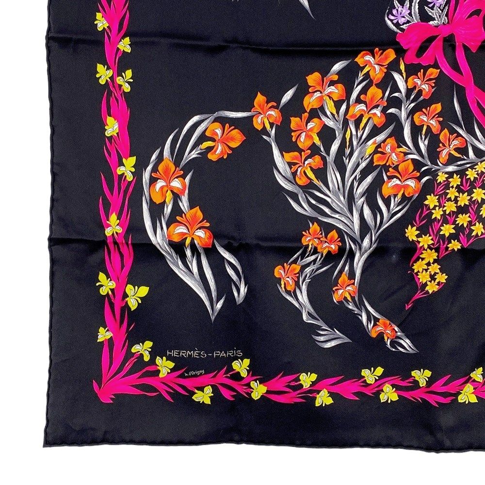新品未使用　HERMES スカーフ カレ H.d'Origny □新同□ エルメス カレ 65 スカーフ H.d' Origny 花咲く馬 花 馬