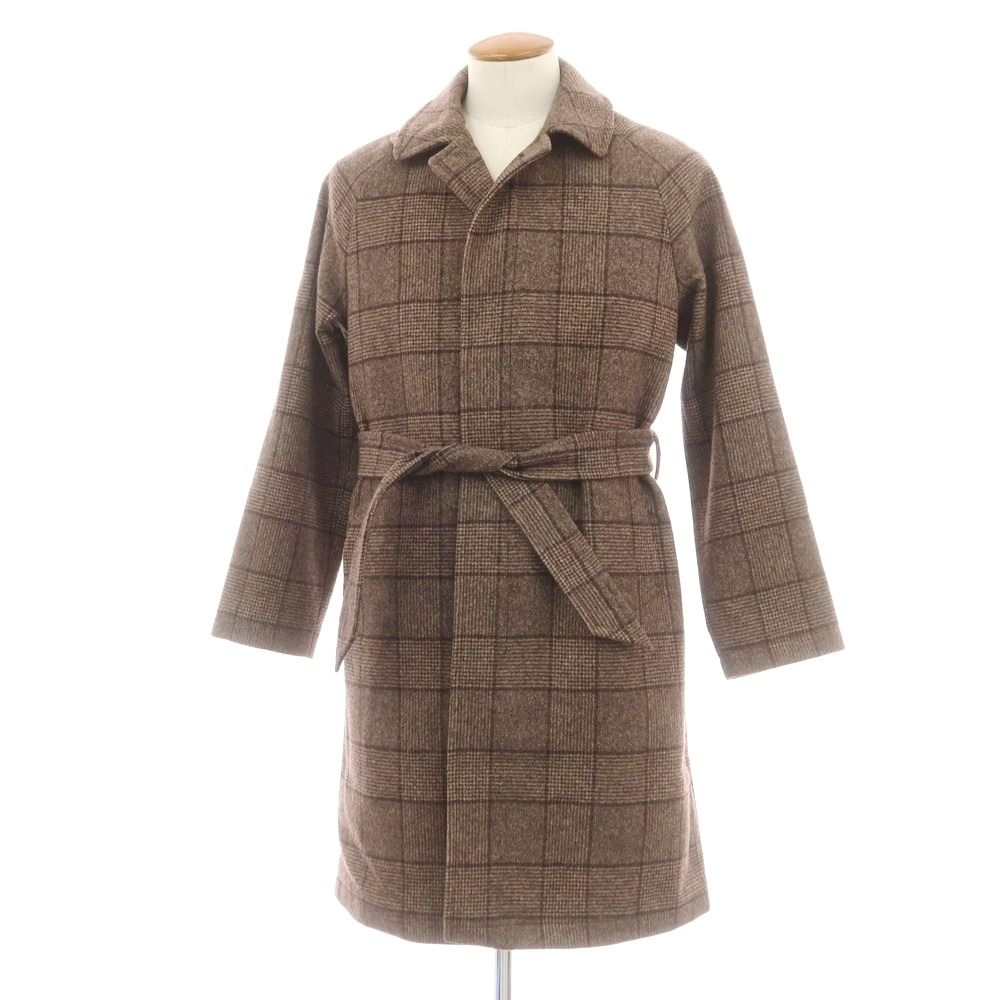タリアトーレ TAGLIATORE ウール チェック ステンカラーコート ブラウン系 サイズ46 メンズ