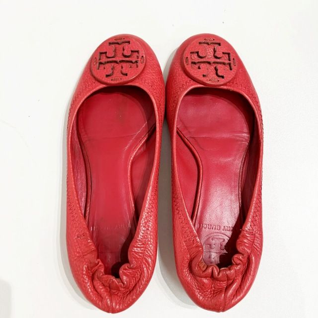 Tory Burch トリーバーチ 赤レッド　ロゴ23.5 フラットパンプス トリーバーチ TORY BURCH バレエ シューズ フラットシューズ