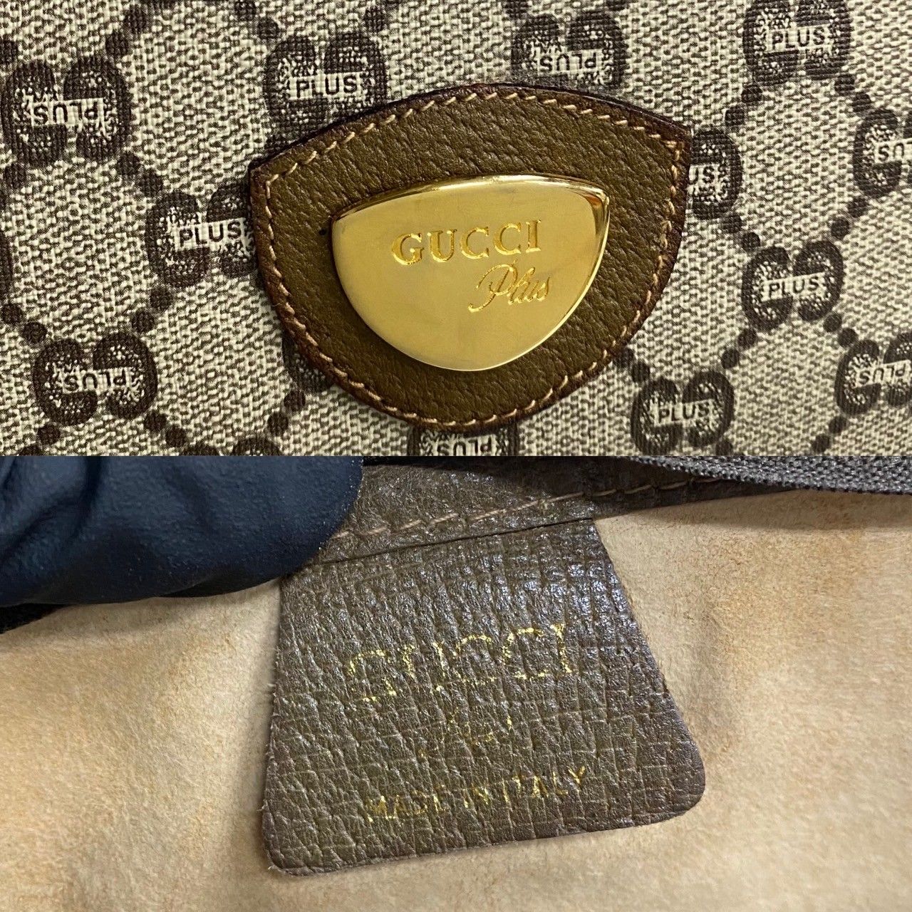 ほぼ未使用 GUCCI グッチ オールドグッチ ヴィンテージ シェリーライン グッチプラス レザー トートバッグ ハンドバッグ ブラウン 25275