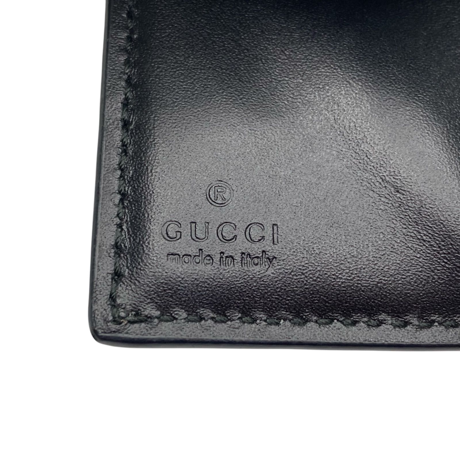 ○美品 GUCCI グッチ 三つ折り財布 財布 レザー GG シマ ブラック ユニ