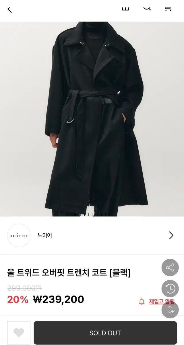 ノイア ウール ツイード ブラック トレンチコート 50