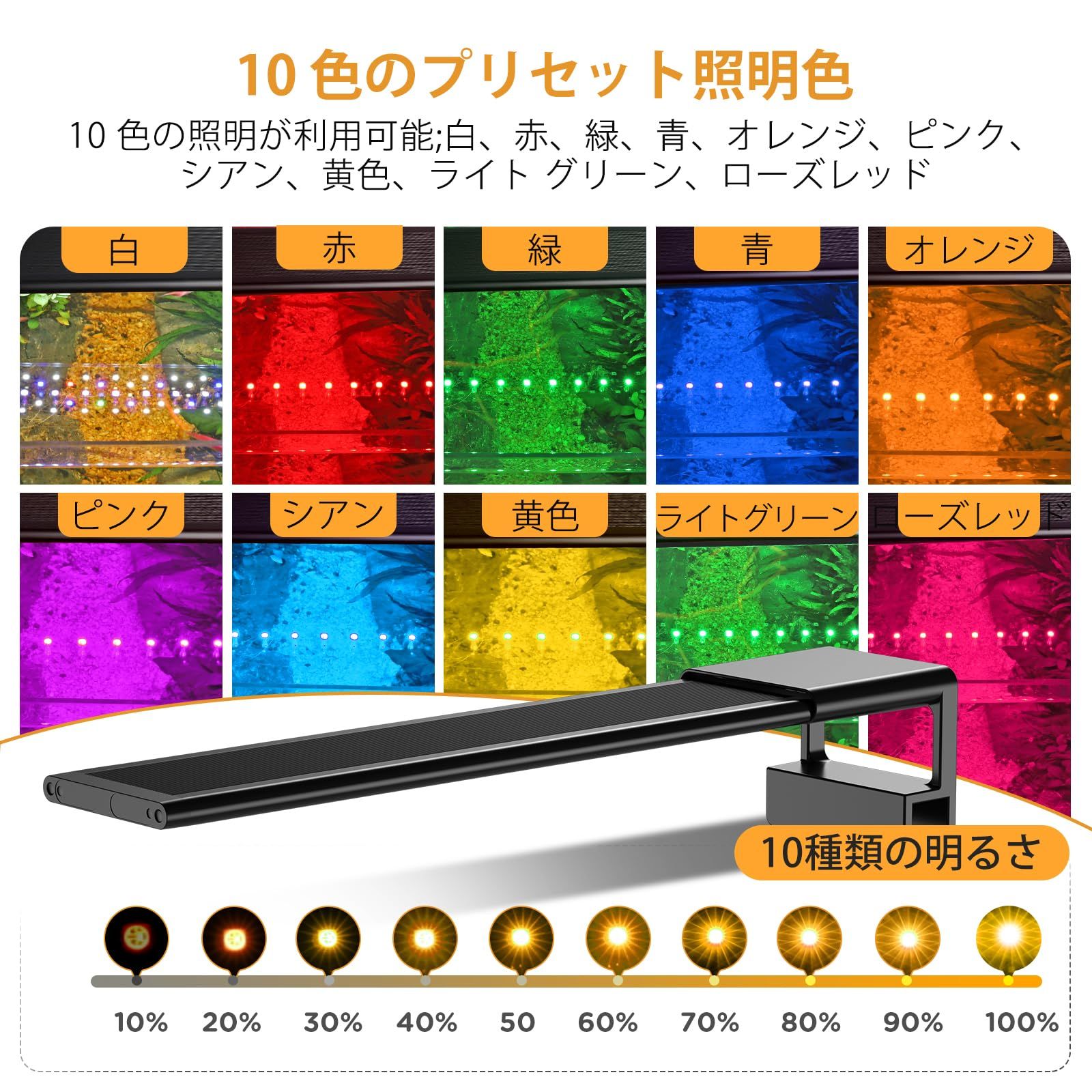 hygger 水槽ライト アクアリウム ライト 6タイマー付き 昼6/8/12時間 