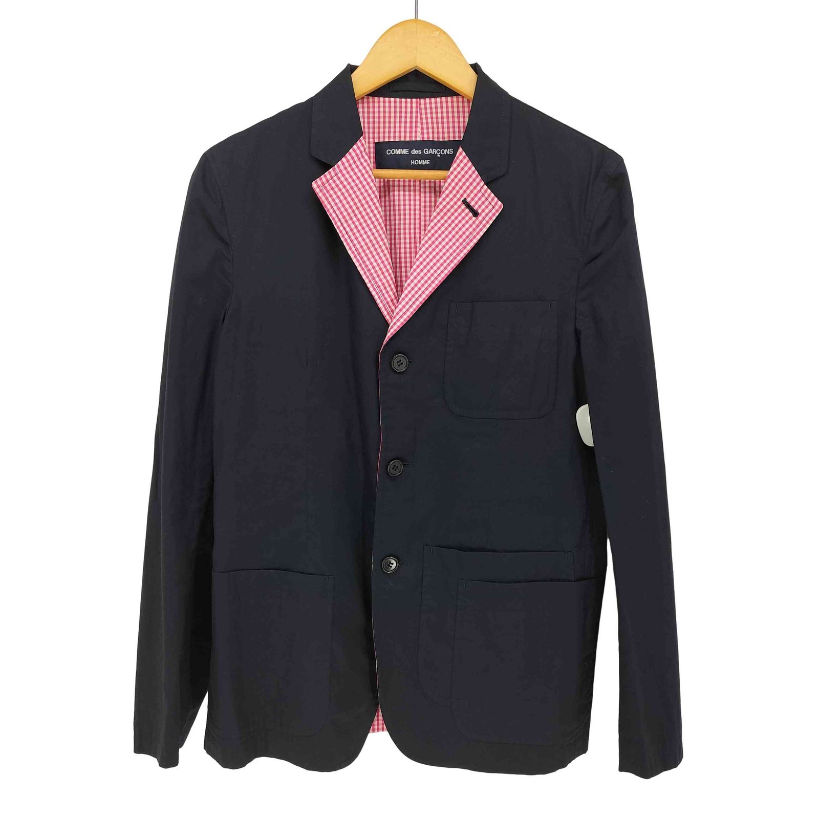 コムデギャルソンオム COMME des GARCONS HOMME 05SS 裏地ギンガムチェック リバーシブル3Bテーラードジャケット メンズ  S
