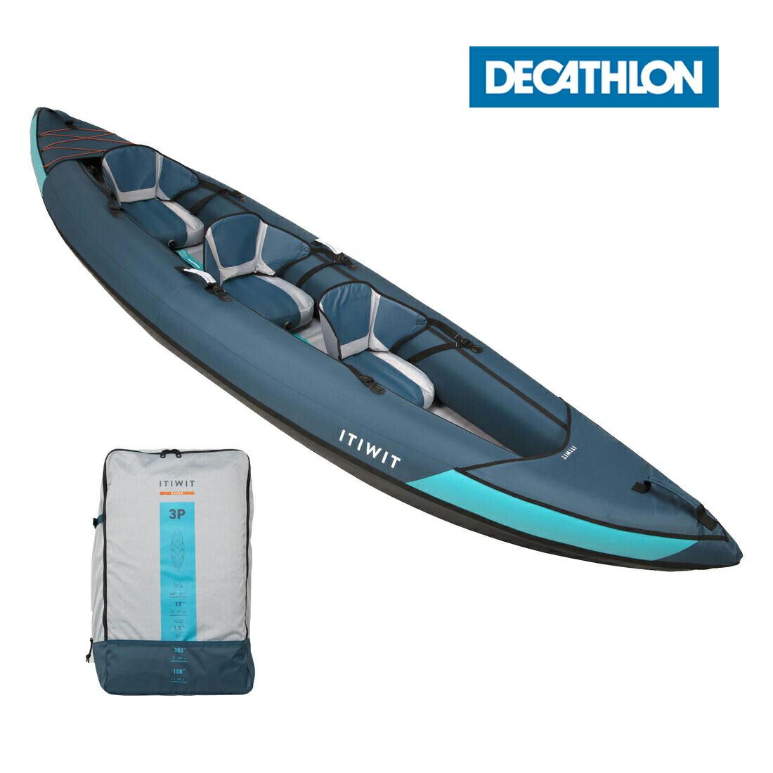 ITIWIT イティウィ カヌー カヤック 空気式 ツーリング 2-3人用 ブルー 4810970 8797820 アウトドア マリンスポーツ 海 簡単設営 二人乗り 三人乗り デカトロン Decathlon