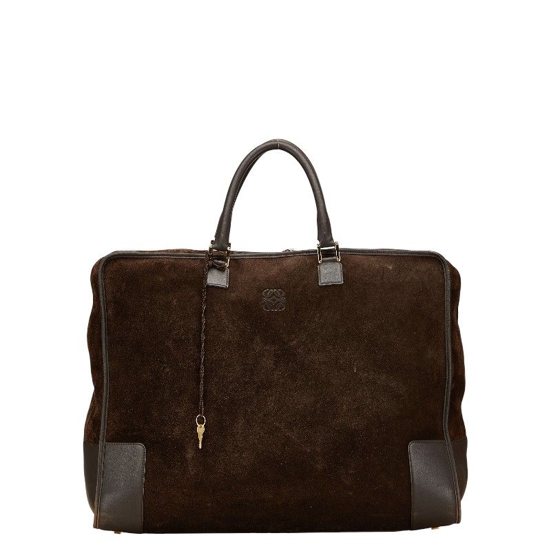ロエベ アナグラム アマソナ50 ボストンバッグ トラベルバッグ ブラウン スウェード レザー レディース LOEWE 1-0233473