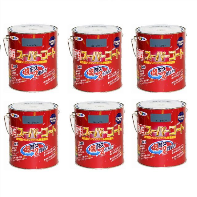 アサヒペン 油性スーパーコート １．６Ｌ ストーンブルー 6缶セット