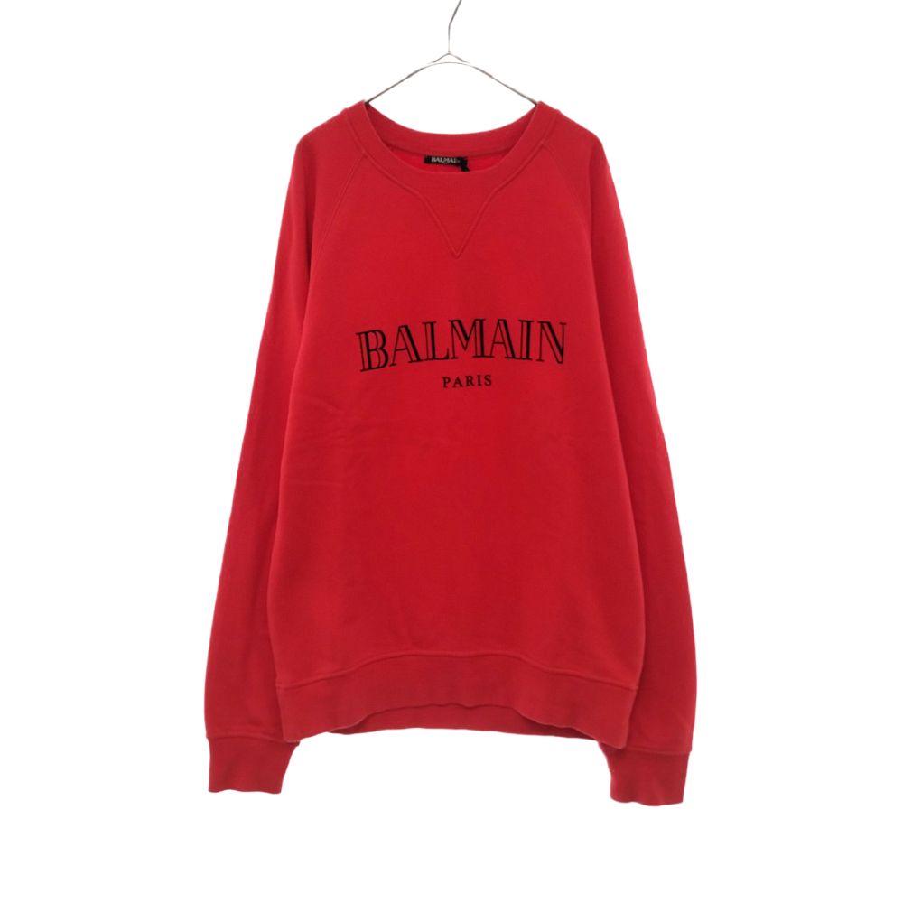 【美品】BALMAIN　バルマン　トレーナー　レッド　Mサイズ　ジッパー付き 美品】BALMAINバルマントレーナーレッドMサイズジッパー付き