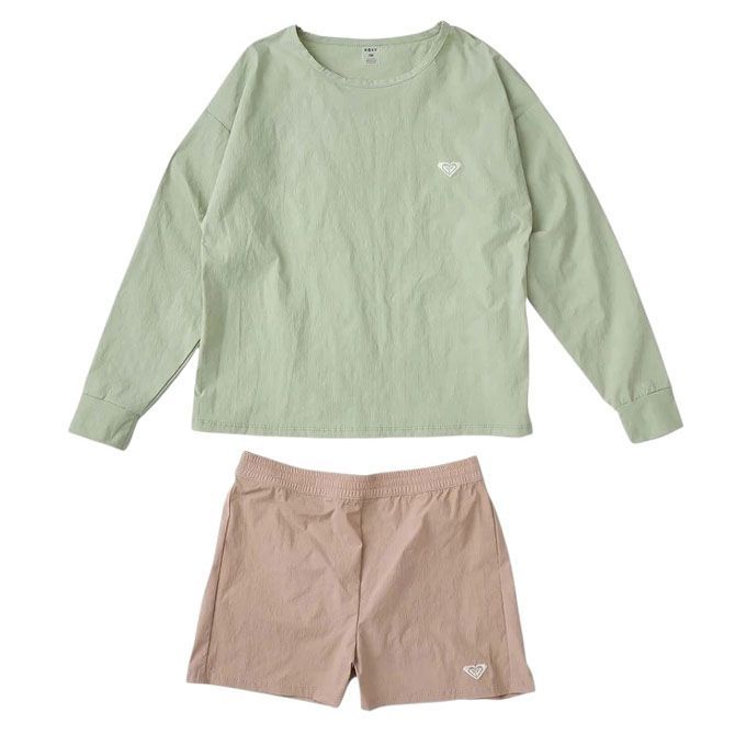 ロキシー Roxy キッズ MINI HEAR THE WAVES 長袖 ラッシュガード ２点セット UVカット 子ども服 クリックポスト