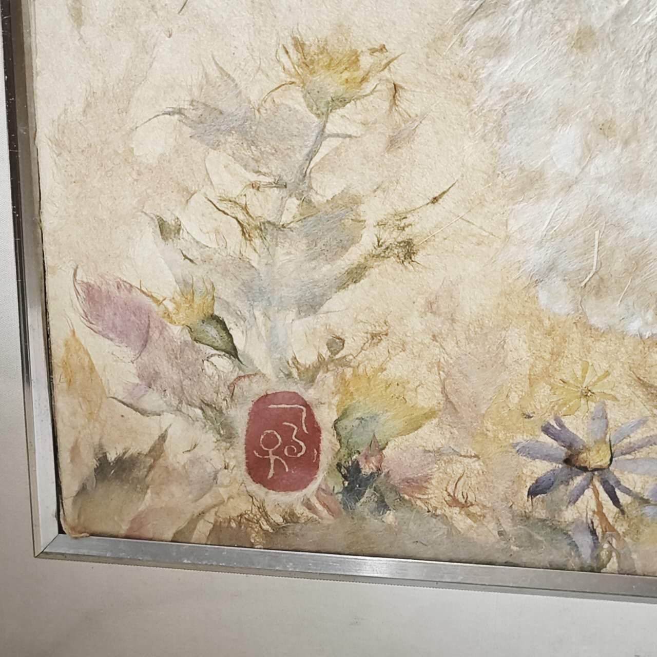 押し花アート 子猫と野草