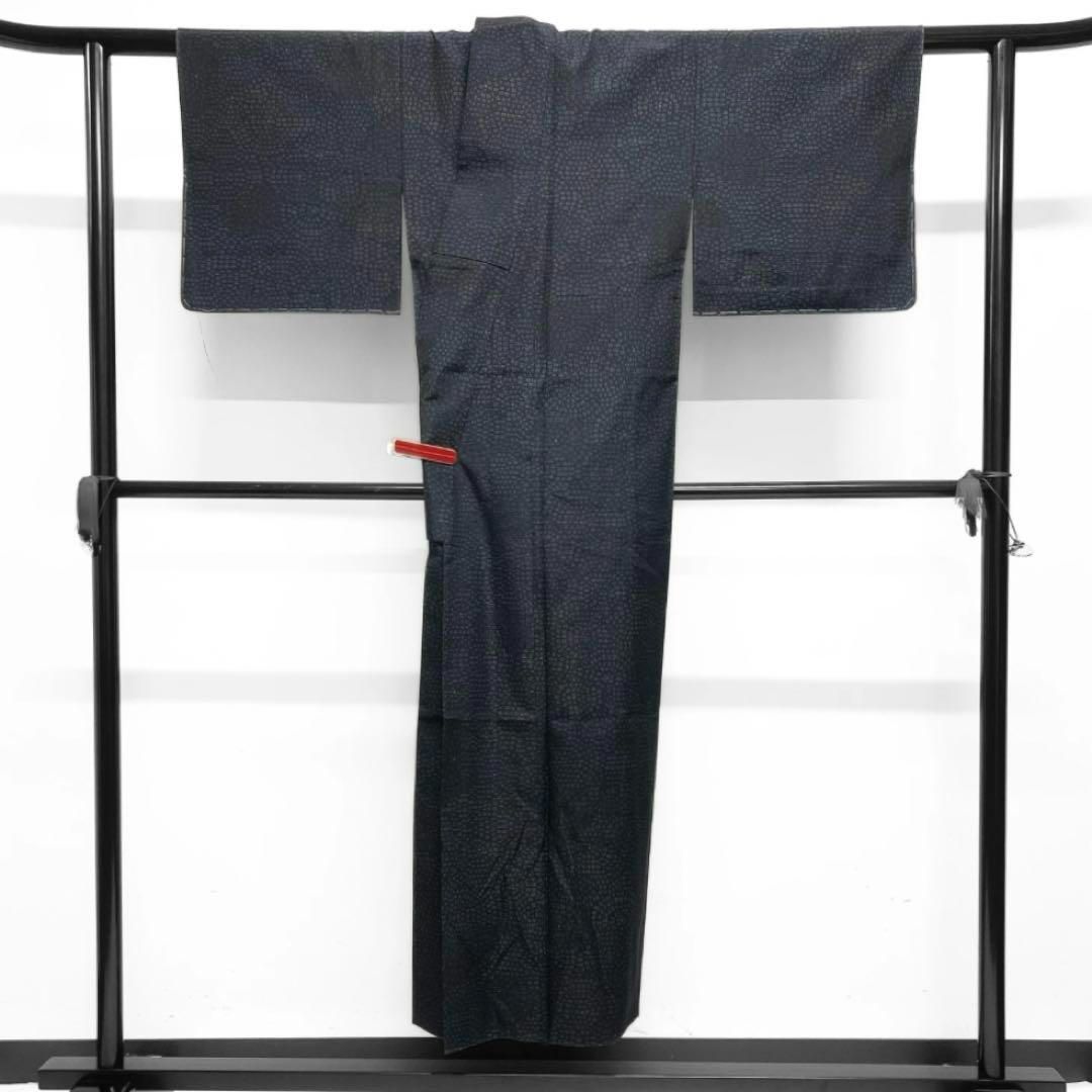 未着用 小紋 結城紬 はたおり娘 単衣 花模様 花火 着物 091w d