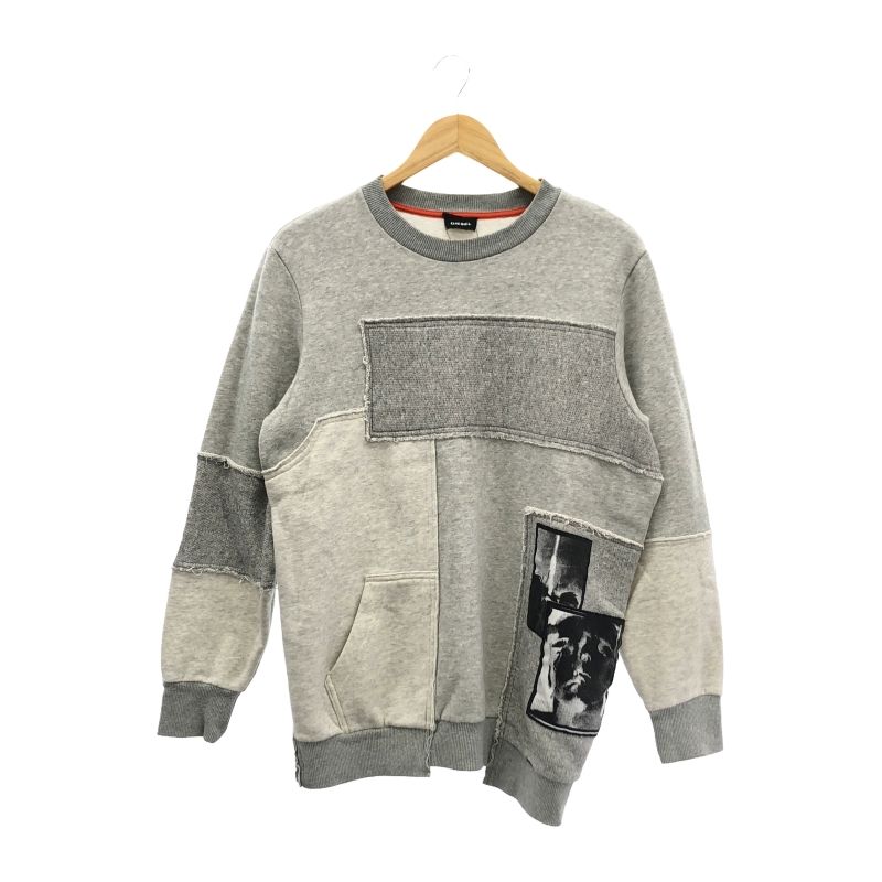 【中古】DIESEL パッチワークトレーナー S グレー ディーゼル[10]
