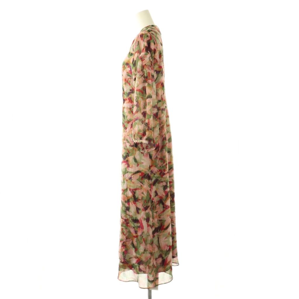 【極美品✨24ss】アンタイトル リーフプリント シフォンワンピース Mサイズ 極美品✨24ss】アンタイトル リーフプリント シフォンワンピース