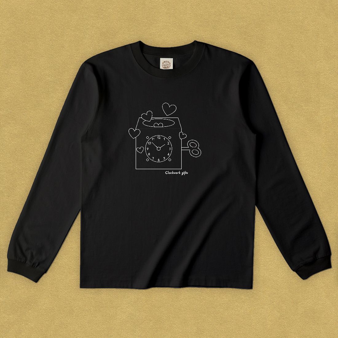 グラフィックロングTシャツ　Clockwork gifts White -Long-