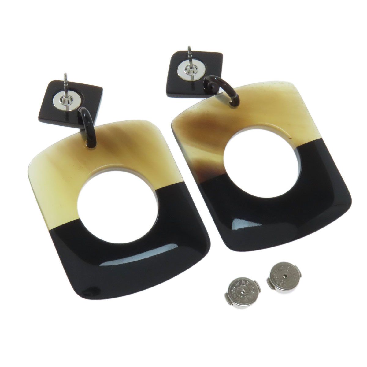 HERMES エルメス ダルヴァ バイカラー ピアス バッファローホーン