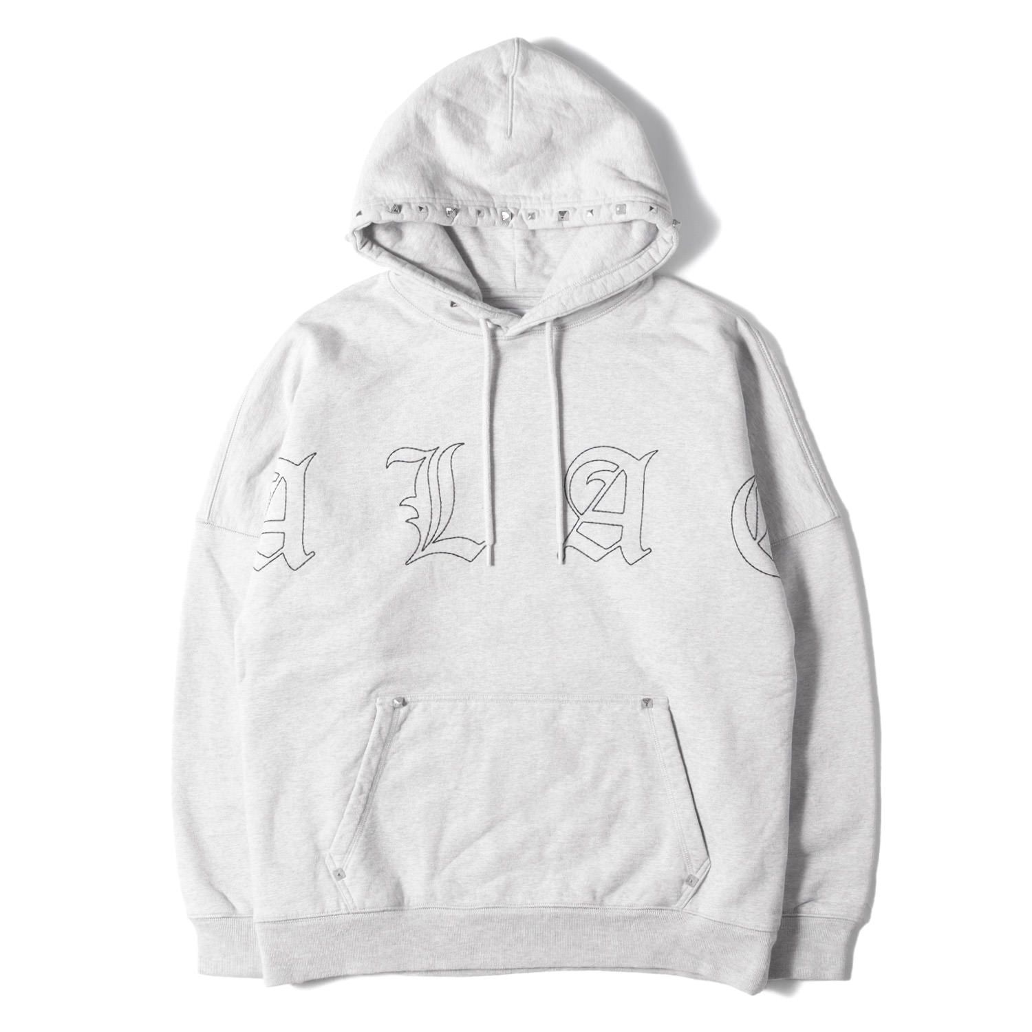 PALACE パレス パーカー サイズ:L 23SS スタッズ付き ドロップショルダー スウェットパーカー (Stud Hood) ヘザーグレー(Grey Marl) トップス フーディー【メンズ】