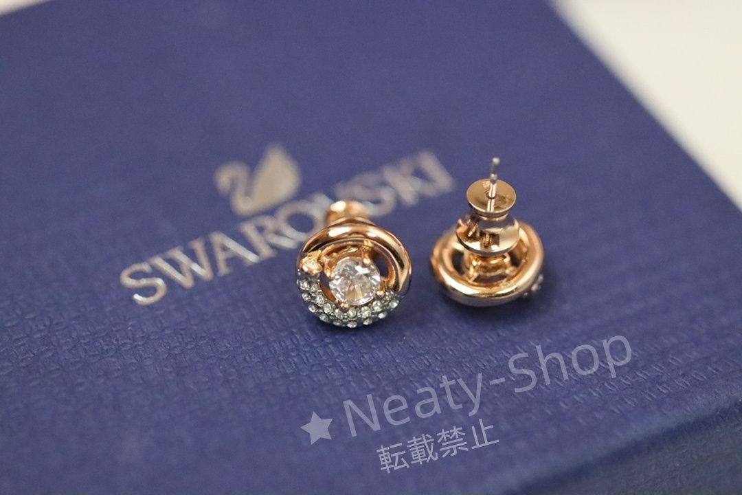 💗新品💗Swarovski  ファッショローズゴールドのリングが踊るハートの動きが美しいイヤリング