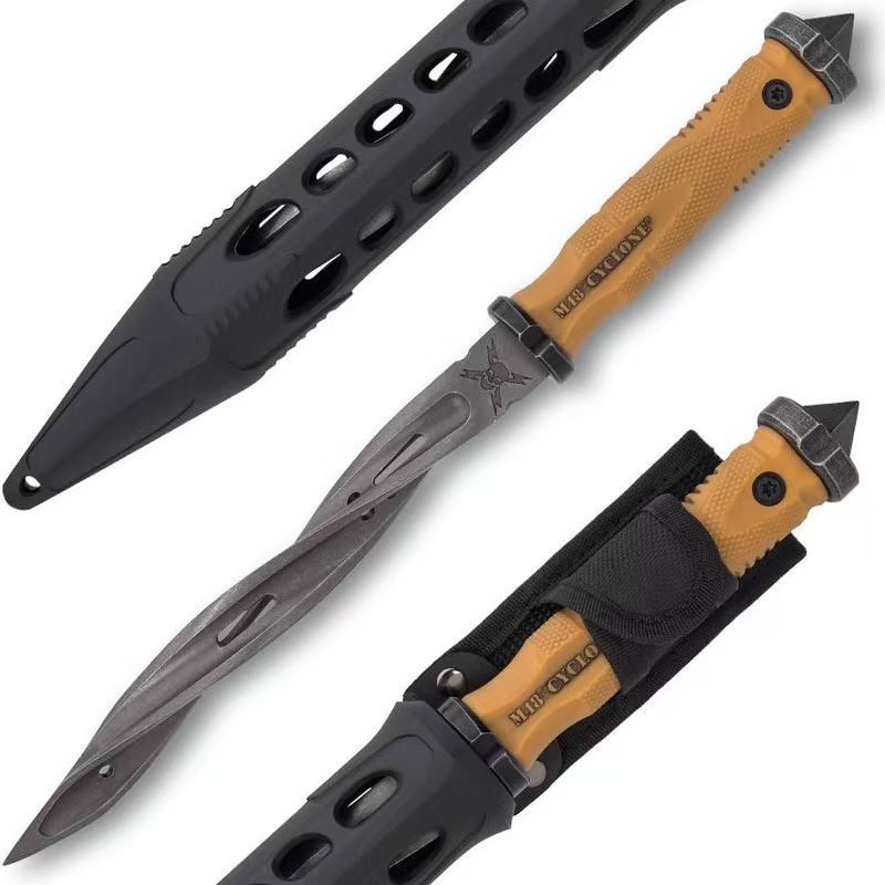アメリカ戦術風 武术練習用7Cr13 刃 ×30% ガラスファイバー柄｜全長 34.5cm 美術刀 模擬刀 工芸品模造刀 西洋剣 ディスプレイ用