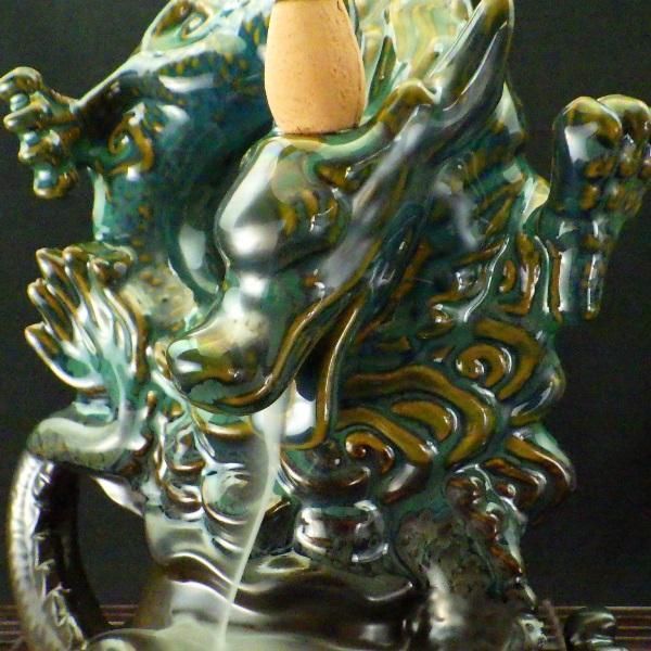 龍のお香立て 龍の置物 陶器 倒流香炉 倒流香 お香 逆流香炉