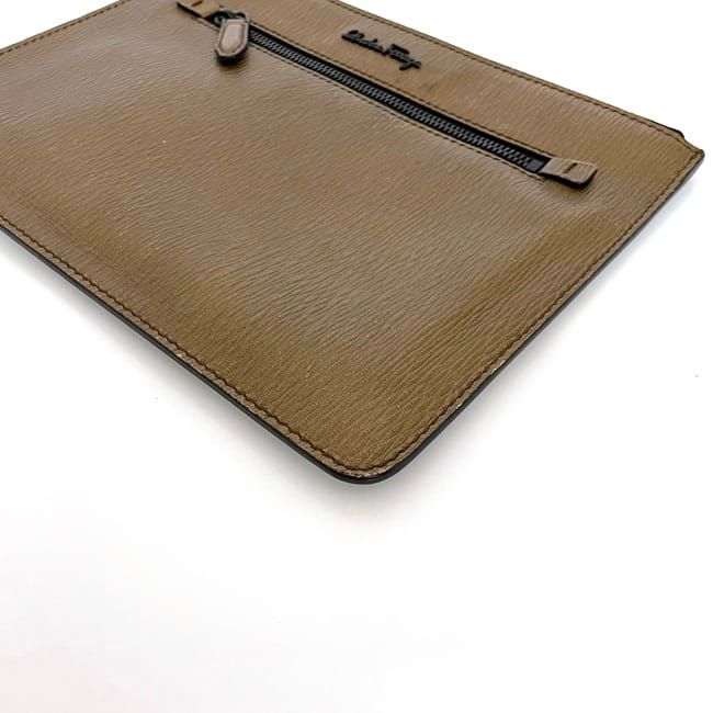 サルヴァトーレ フェラガモ クラッチバッグ ブラウン ゴールド 美品