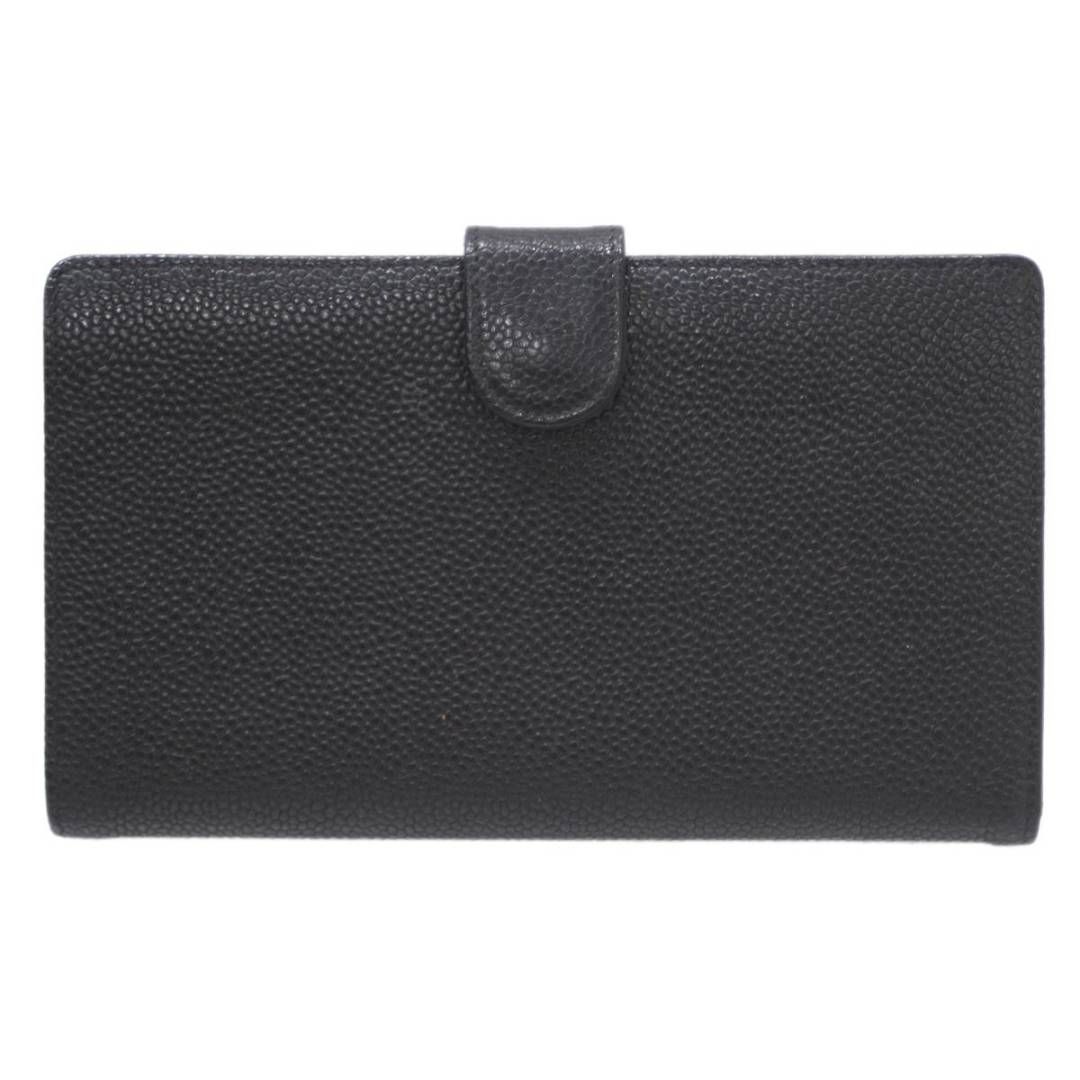 CHANEL/シャネル がま口長財布 キャビアスキン ブラック 5196697