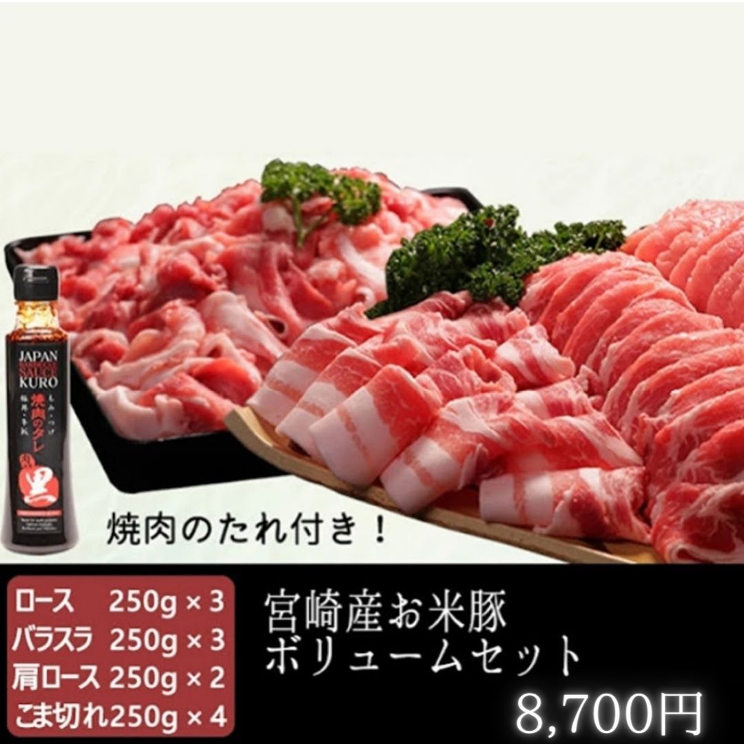 【大人気】宮崎県産 お米豚 ボリューム満点セット 計3kg 小分け 冷凍発送-0