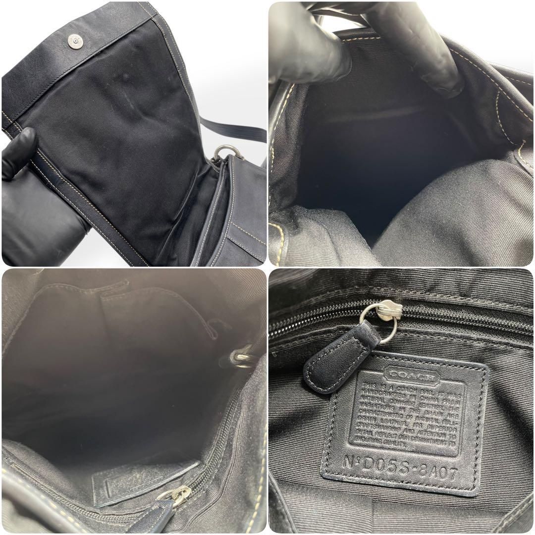 美品 希少 COACH コーチ ショルダーバッグ レザー ブラック 8A07