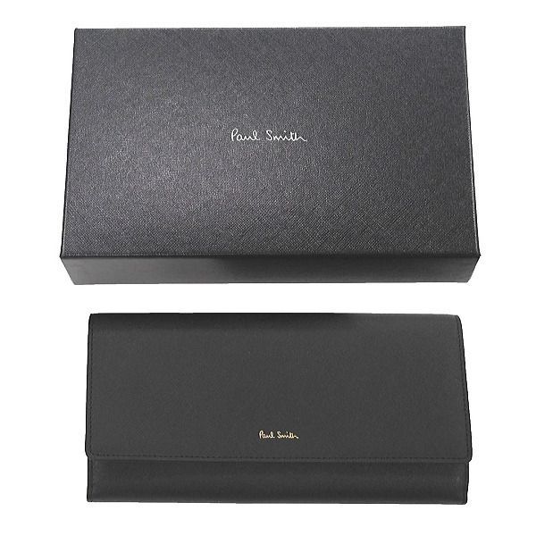  ポールスミス Paul Smith 長財布 ボタン開閉式 本革 ブラック M 1 A-4608 X-BMULTS 長財布 小物