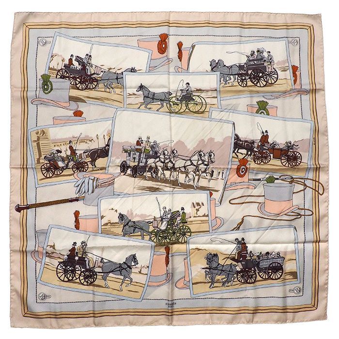 エルメス HERMES カレ90 馬車 写真柄 スカーフ シルク100％ - メルカリ