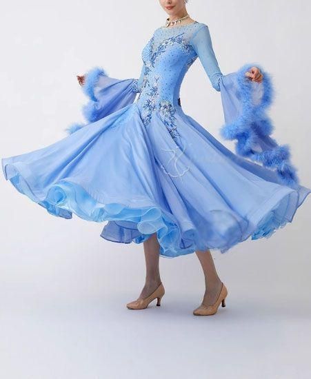オーダーメイド 社交ダンス衣装 スタンダードドレス フロート付 新品未
