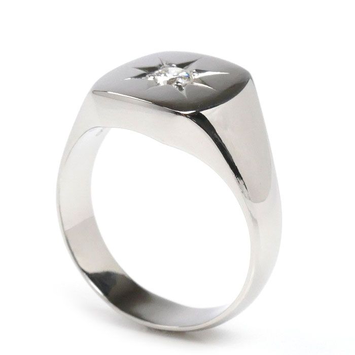 プラチナダイヤモンドリング プラチナ pt850 ダイヤ0.26ct マット加工 Pt850プラチナ 印台 リング・指輪 ダイヤモンド0.22ct 20号 17.2g