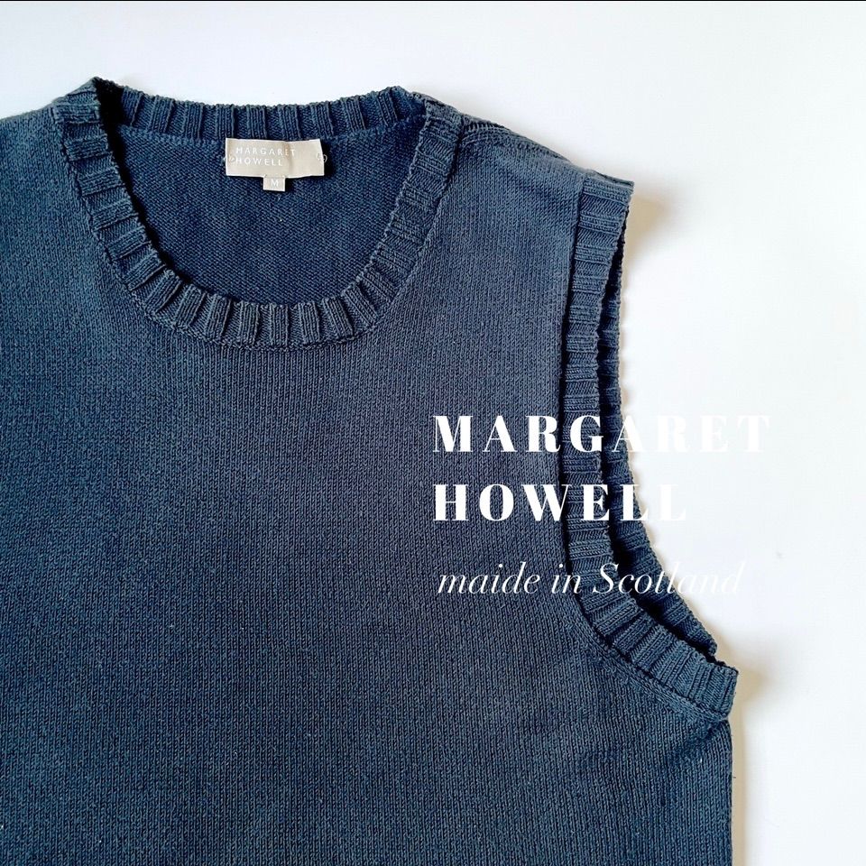 MARGARET HOWELL / コットンポリエステルクルーネックニットベストスコットランド製